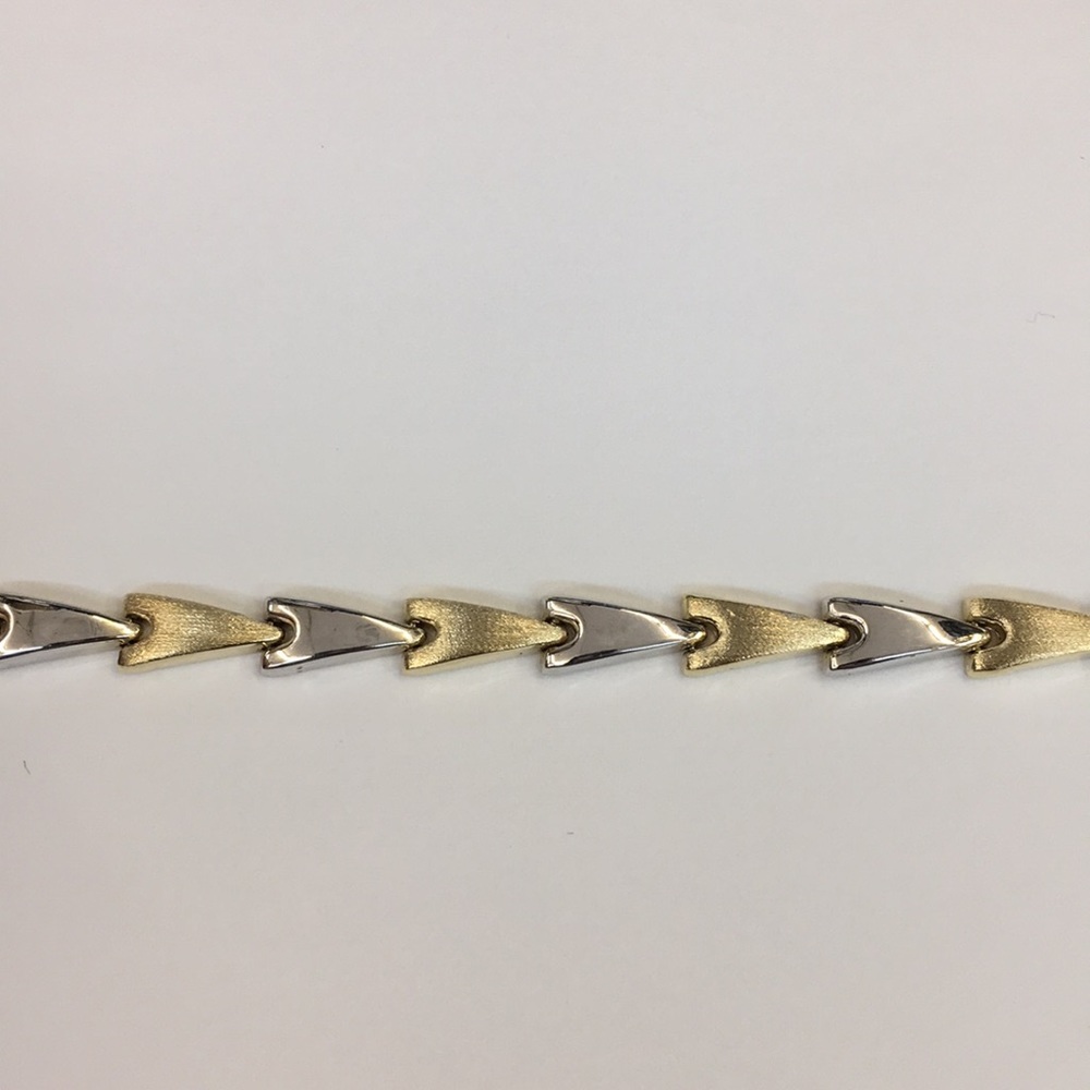 14k Two Tone Gold Women's V Shape Bracelet